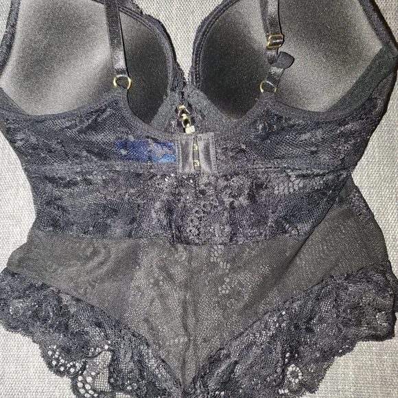 RACHEL Rachel Roy Black Lace Woman's Molded cup teddy Bodysuit Size XL - Picture 2 of 16